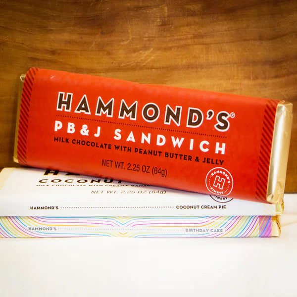 PB&J SANDWICH MILK CHOCOLATE BAR, HAMMONDS CANDIES
