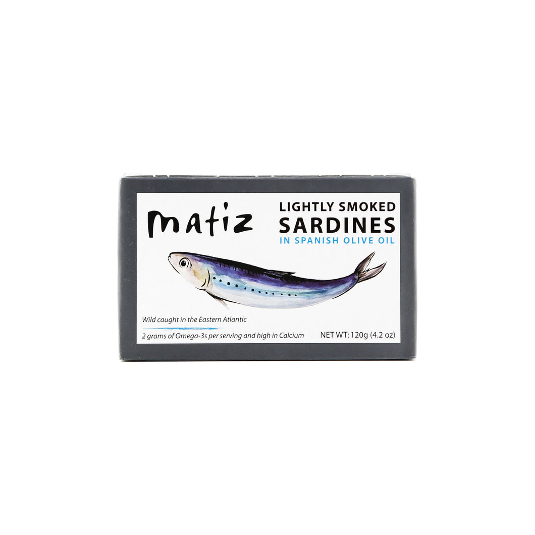 LIGHTLY SMOKED SARDINES IN OLIVE OIL 4.2oz, MATIZ