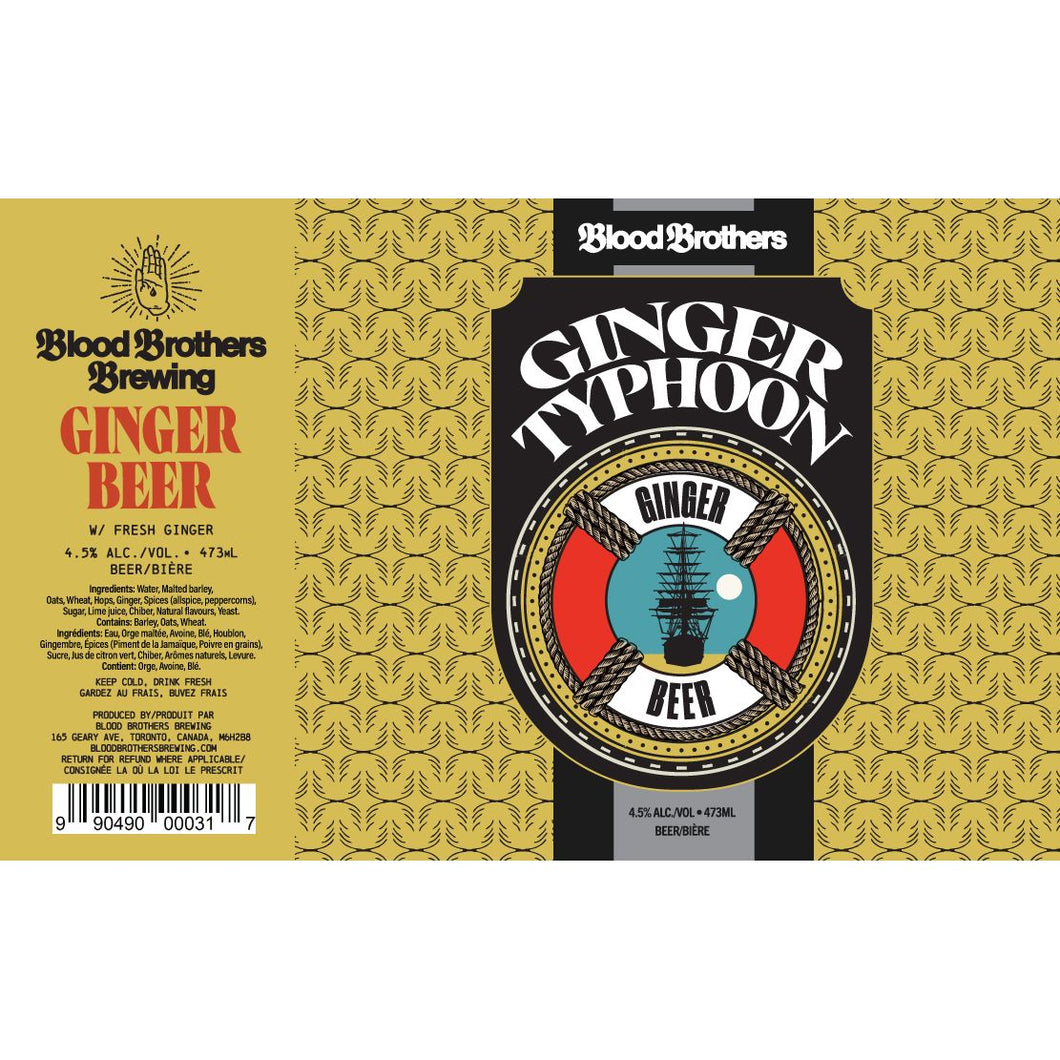 GINGER TYPHOON - GINGER BEER (473ml), BLOOD BROTHERS BREWING CO