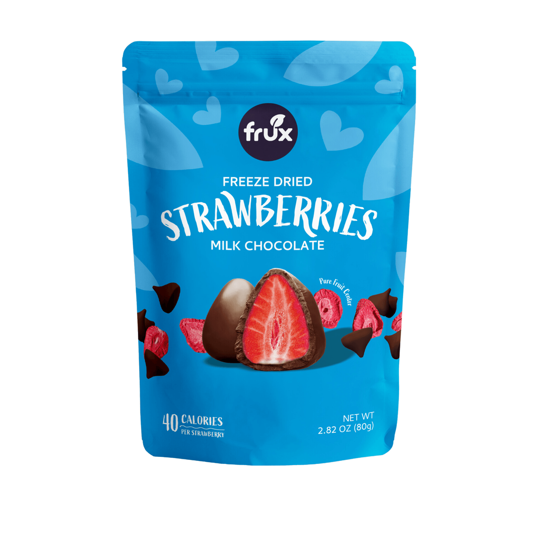 MILK CHOCOLATE COVERED STRAWBERRIES (FREEZE DRIED), FRUX FRUIT