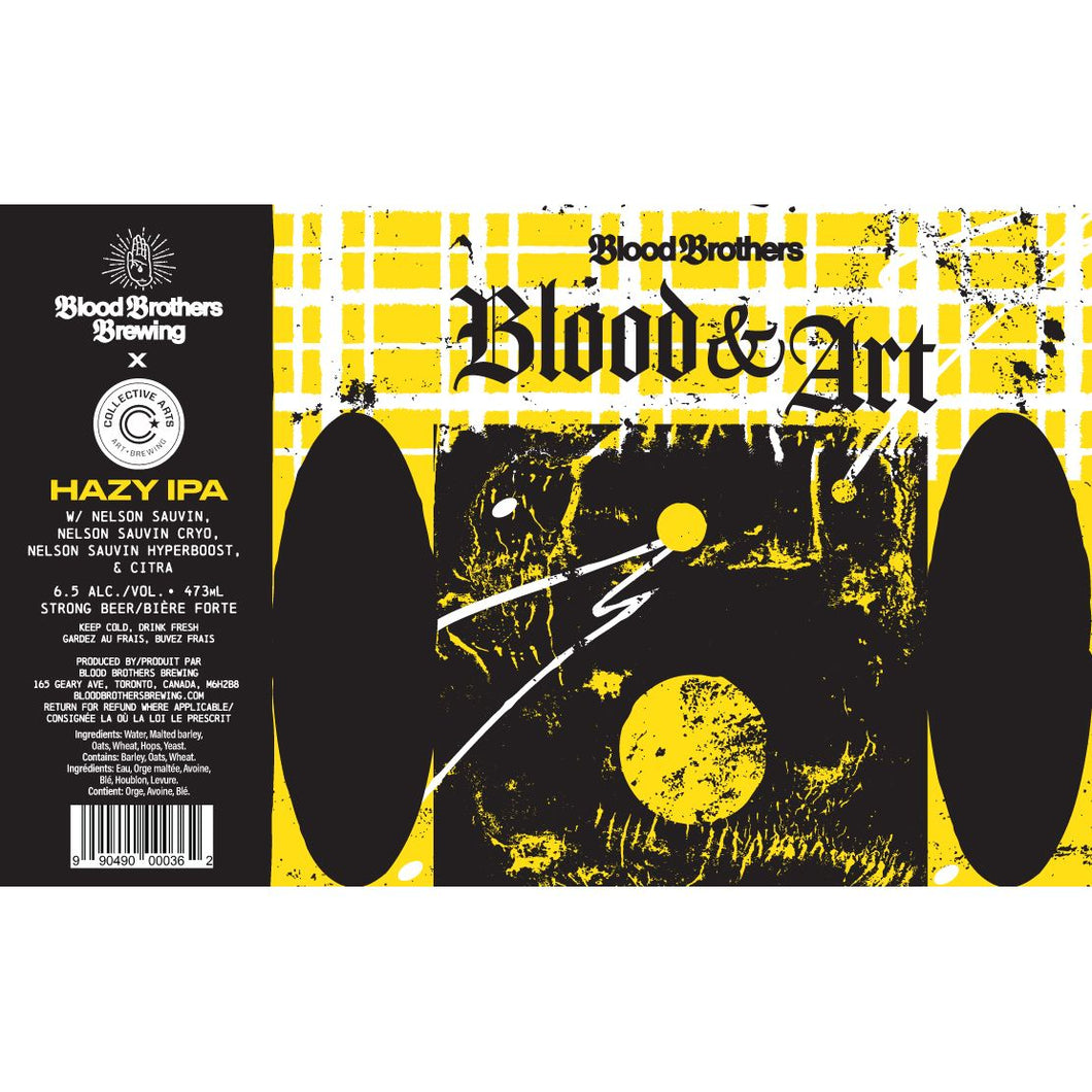 BLOOD & ART HAZY IPA (473ml), BLOOD BROTHERS BREWING CO