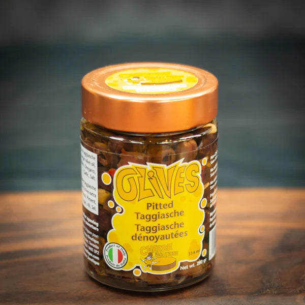 PITTED TAGGIASCHE OLIVES, CHEESE BOUTIQUE