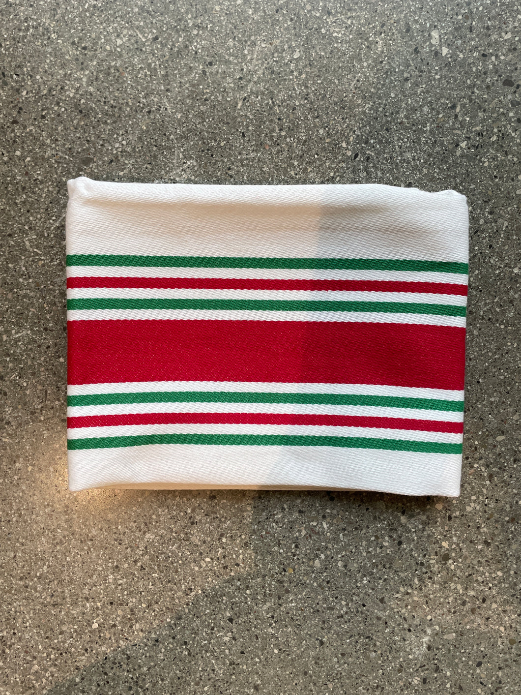 GREEN & RED STRIPE TEA TOWEL, CREEDS