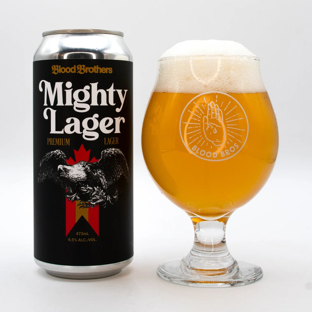 MIGHTY LAGER, BLOOD BROTHERS BREWING CO