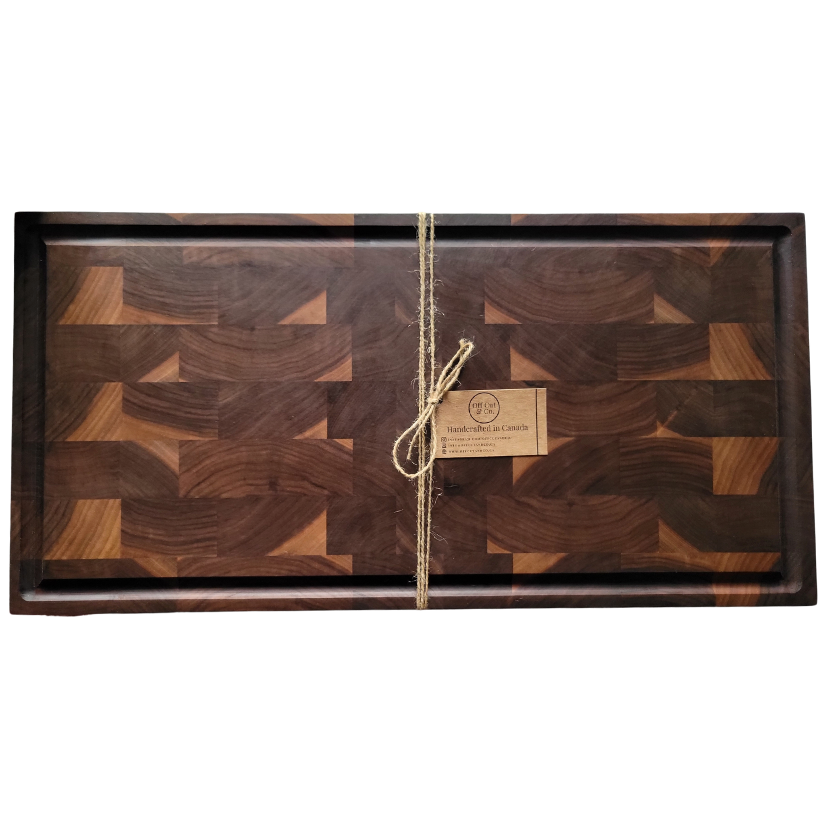 HANDCRAFTED WALNUT END GRAIN BUTCHER BLOCK, OFF CUT AND CO