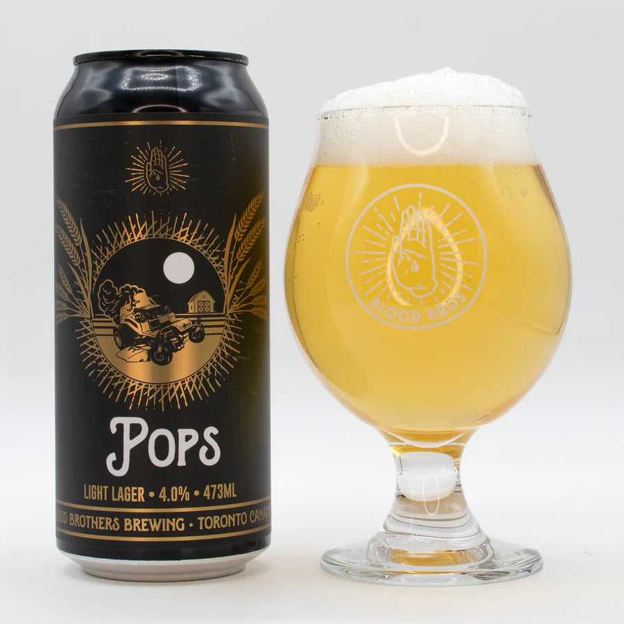 POPS LIGHT LAGER (473ml), BLOOD BROTHERS BREWING CO