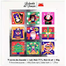 HOLIDAY SQUARES 9PC BOX, LE CHOCOLATE DES FRANCAIS