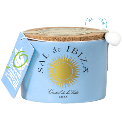 FLEUR DE SEL WITH BLACK GARLIC - CERAMIC POT, SAL DE IBIZA