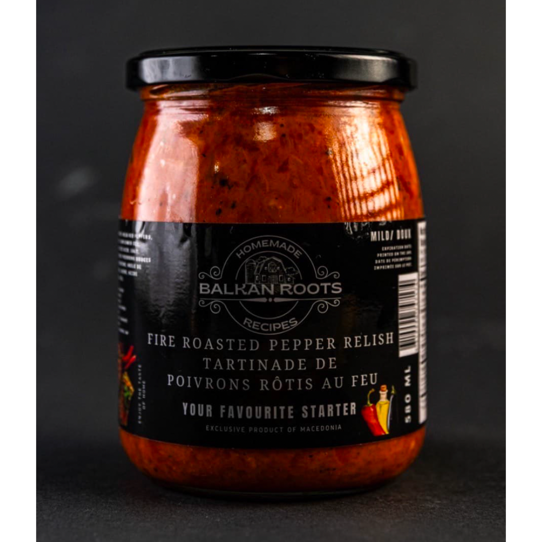 FIRE ROASTED RED PEPPER RELISH (HOT), COUNTRY ROOTS