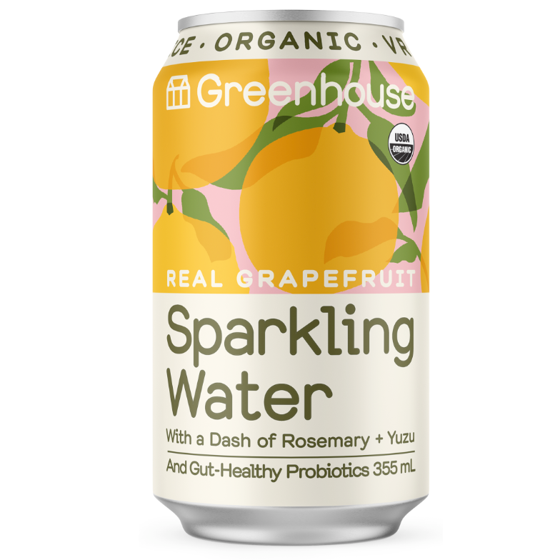 GRAPEFRUIT YUZU & ROSEMARY PROBIOTIC SPARKLING WATER, GREENHOUSE