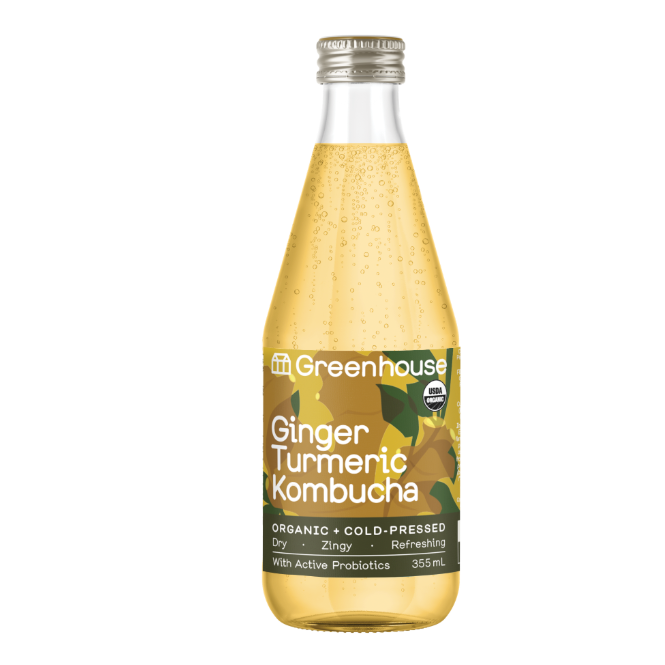 GINGER TURMERIC KOMBUCHA (355ml), GREENHOUSE