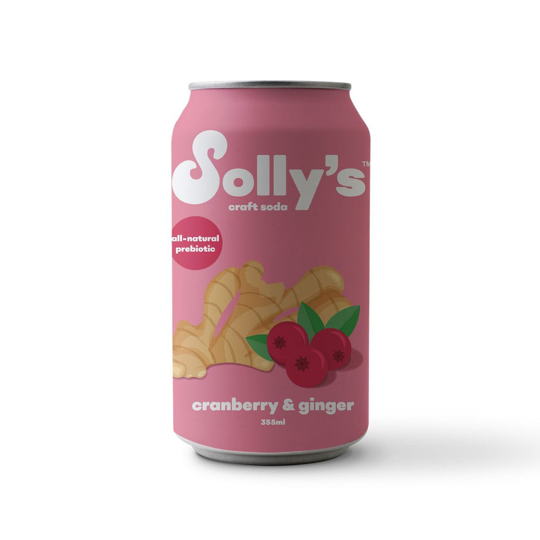 CRANBERRY & GINGER CRAFT SODA, SOLLY'S SODA