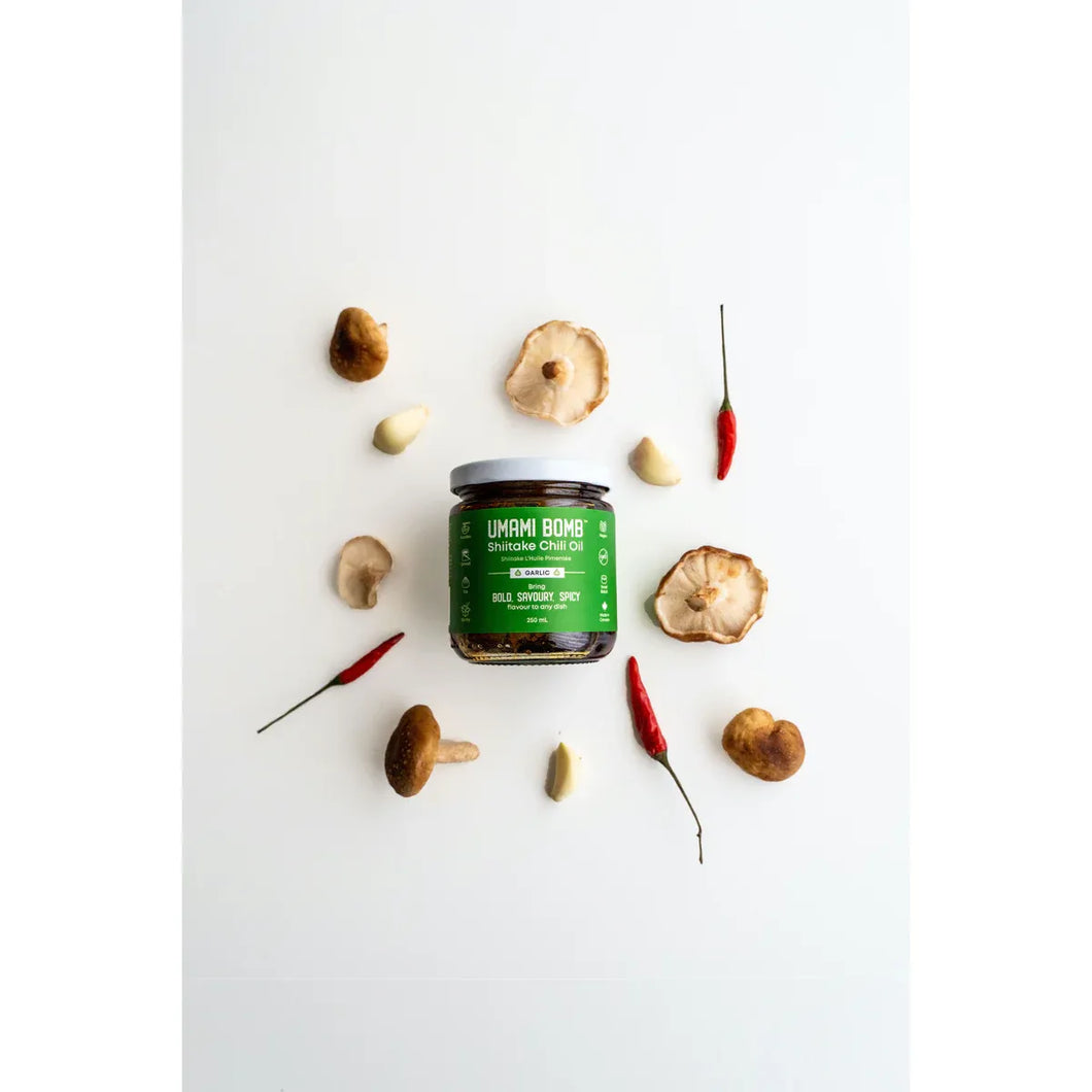 SHITAKE CHILI OIL - ROASTED GARLIC, UMAMI BOMB