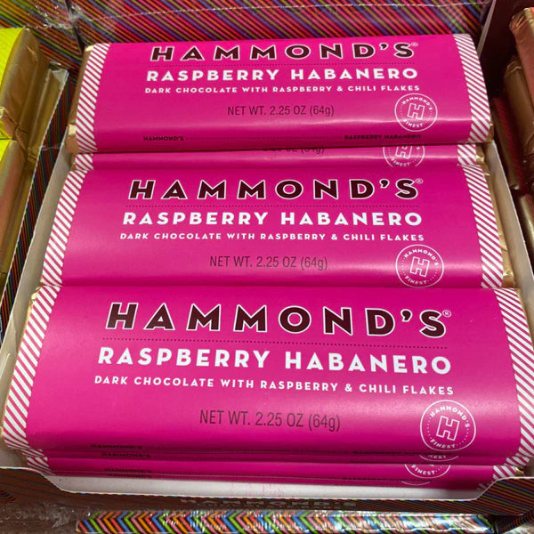 RASPBERRY HABANERO DARK CHOCOLATE BAR, HAMMONDS CANDIES
