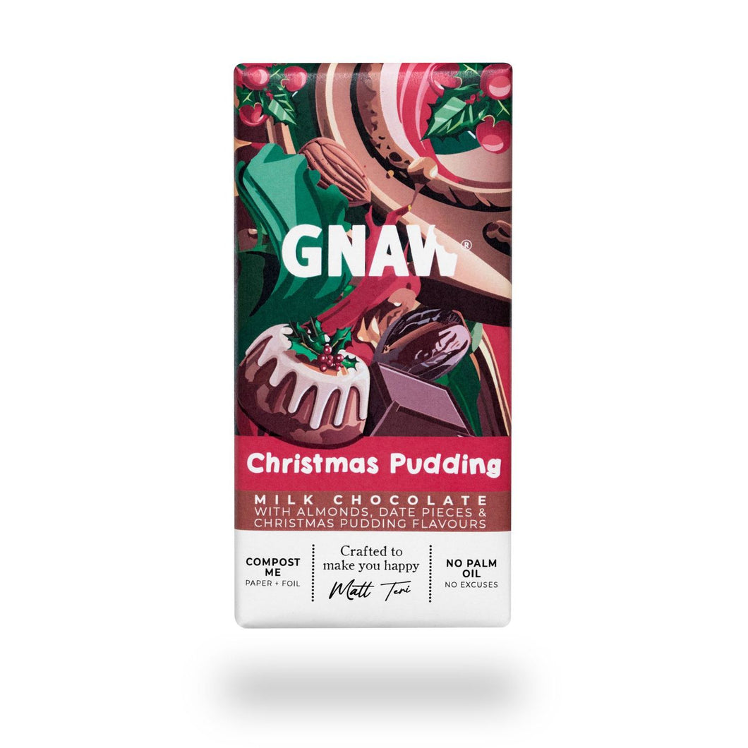 CHRISTMAS PUDDING MILK CHOCOLATE BAR, GNAW
