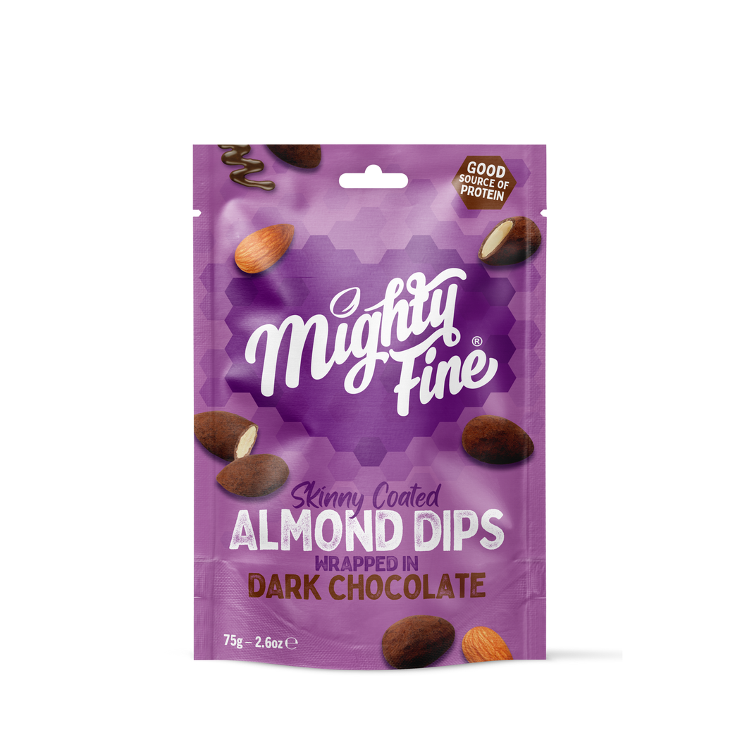 DARK CHOCOLATE ALMOND DIPS, MIGHTY FINE