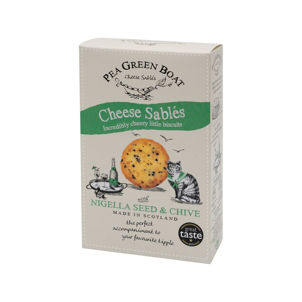 CHEESE SABLÉS - NIGELLA SEED & CHIVE, PEA GREEN BOAT