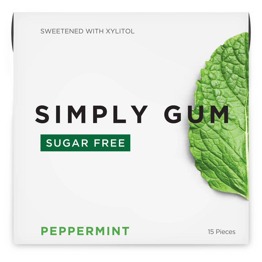 Sugar Free Peppermint Natural Chewing Gum, SIMPLY
