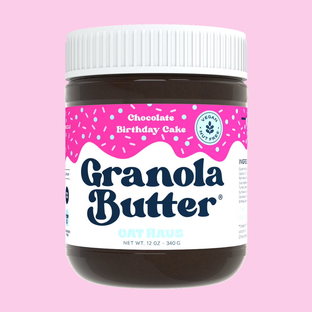 Chocolate Birthday Cake Granola Butter | Nut-free, Vegan, GF - OAT HAUS