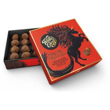 DARK CHOCOLATE SALTED PRALINE TRUFFLES, WILLIE'S CACAO