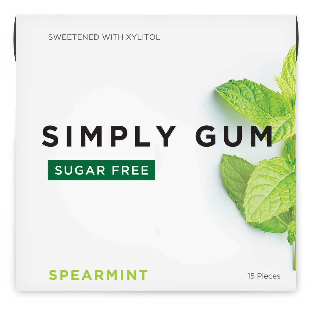 Sugar Free Spearmint Natural Chewing Gum, SIMPLY