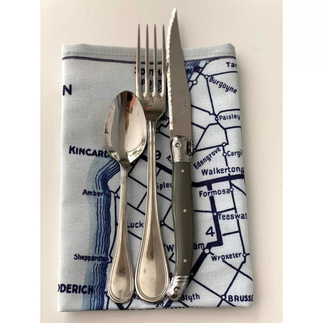 LAKE HURON MAP DINNER NAPKIN, SET OF 4, JAXX & MARBLES